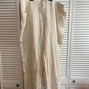 JM Collection Womens Light Tan Linen Pants